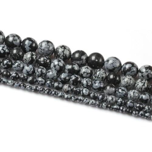 Snowflake Obsidian Beads Round Selectable Size 4 6 8 10 mm Natural Stone Beads For Jewelry Making Diy Bracelet