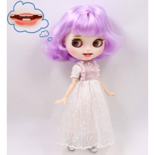 ICY DBS Blyth Doll No.BL7008 Purple hair Carved lips Canine teet matte face Joint body 1/6 bjd ob24 anime girl