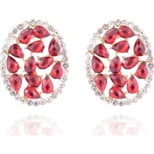 LUBOV Fashion Geometric Irregular Round Waterdrop Twisted Metal Gold Opal Stud Earrings Gifts for Women Girl Party Jewelry