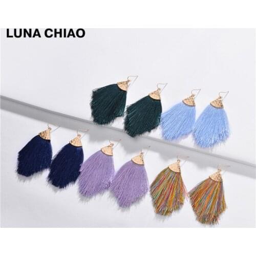 LUNA CHIAO Fashion Jewelry Accessories Triangle Shape Cut Tassel Drop Earring Fringed Boho Bib Earrings for Women