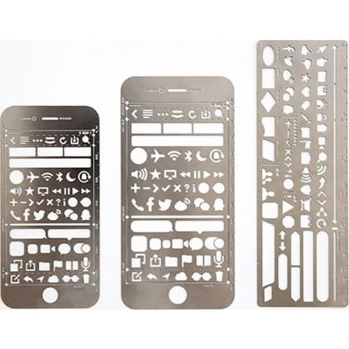 Multifunctional Stainless Steel Ruler DIY Geometric Drawing Template Rulers Multi-pattern Heart Star Hollow Ruler Diary Tools