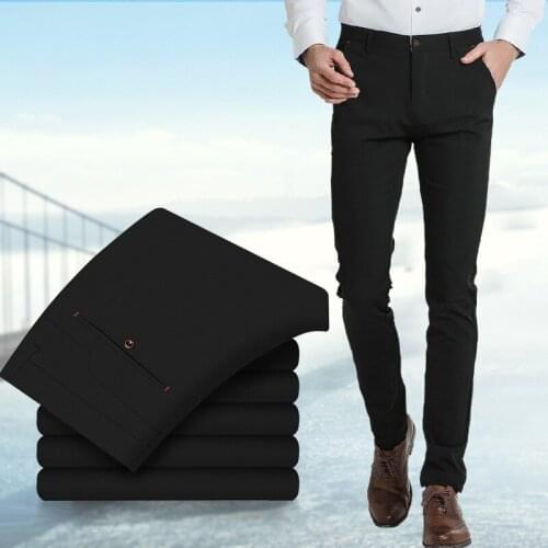 2017 casual pants men Brand clothing High quality Spring autumn Long dark color Pants Elastic male Trousers for men