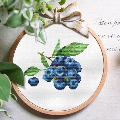 Blueberry cross stitch kit DMC brand thread animal dog count canvas fabric embroidery handmade needlework craft