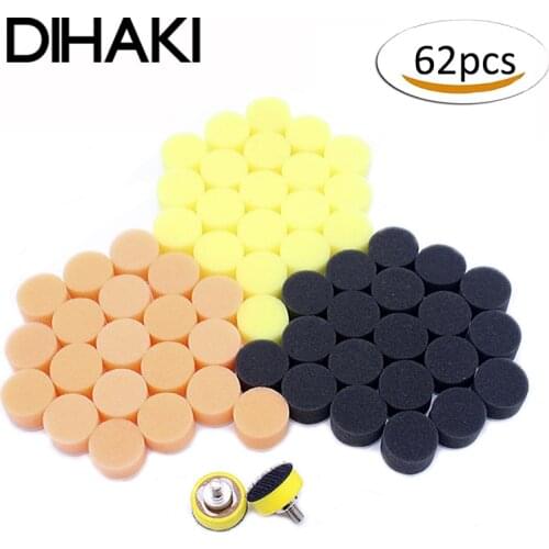 62pcs/set 1 Inch 25mm Buffing Polishing Pad Kit For Car Polishing Mini Area Sponge Polishing Pads With Back Plates M6 Wheel