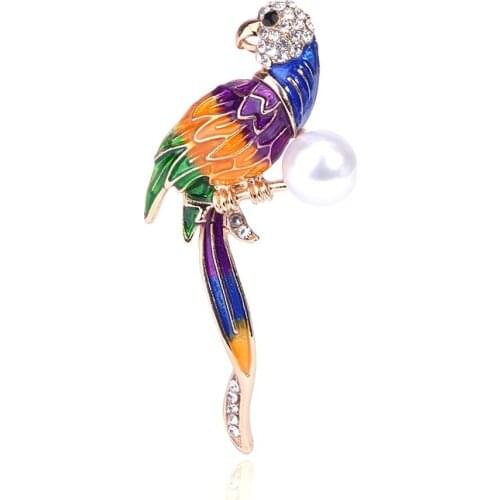 New Fashion Cute Elegant Bird Pearl Drop Oil Brooch High Quality Accessories Clothing Brooch Suit Dress Brooch