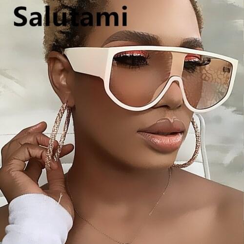 Oversized One Piece Shield Sunglasses For Women New Fashion Vintage Beige Green Gradient Sun Glasses Female Elegant Uv400 Shades