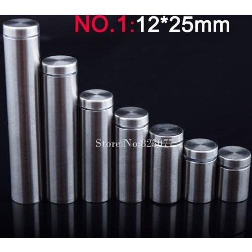 12*25mm Stainless steel fasteners advertisement glass standoff hollow screw glass cabinet display screw 500PCS wholesale KF833