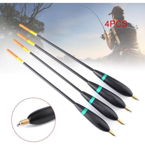 4pcs Leaded Fishing Floats Set Wood Buoy Bobber Stick for Fish Tackle Larger Tail