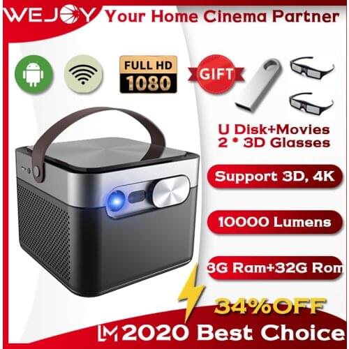 [Pre-sale] Wejoy S9+ 10000 Lumens 150 Screen 3D Projector 1080P FHD Support 4K High Brightness Android With Auto Focus WiFi