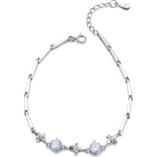 S925 Sterling Silver Four-leaf Clover Bracelet Fashion Classic Valentines Day Frangipani Bracelet Charm Bracelets for Women