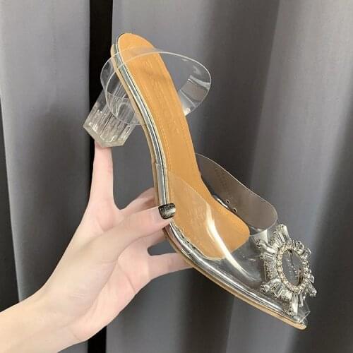 Transparent PVC Sandals Women Pointed Clear Crystal Cup High Heel Stilettos Sexy Pumps Summer Shoes Peep Toe Women Pumps