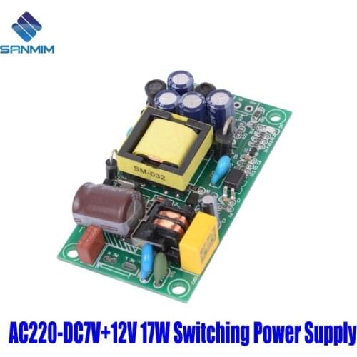 SANMIN AC220V-DC7V+12V 0.5A+1.2A 17W Power supply Isolated switch power supply module 220 to 7v+12V bare board DLK17B7V+12V