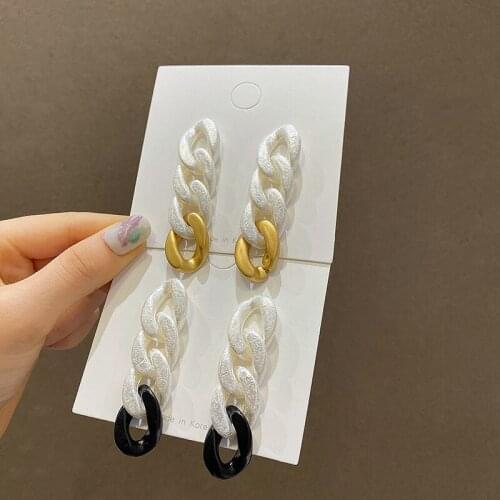 XIYANIKE Golden Black Chain Acrylic Drop Earrings Geometric Alloy Ear Accessories 2021 New For Women Fashion Party Jewelry Gift