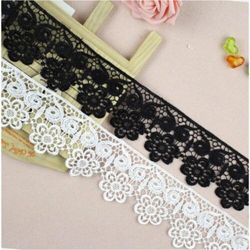 7cm width black white lace for fabric sewing on ribbon guipure lace trim warp knitting DIY Garment Accessories free shipping