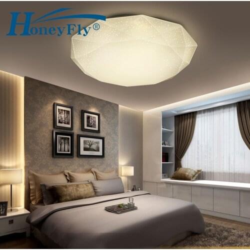 HoneyFly LED Diamond Ceiling Light Dimmable AC220V 12W/24W Light Ceiling Lamp Remote Control Dining Room Indoor Lighting
