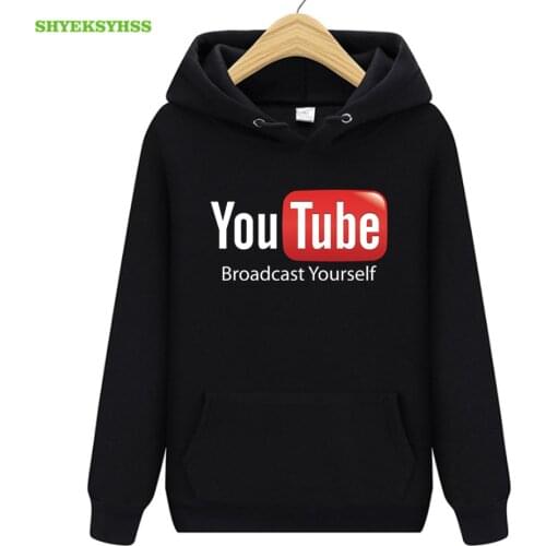 YouTube logo print hoodies mens funny clothing tops fashion overalls hoodie mens youtuber street sweatshirt pullovers