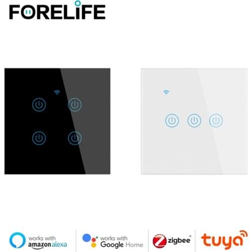 Tuya Zigbee Light Switch work with Neutral Wire and Live Wire (Universal) 1/2/3/4 Gang EU Standard Smart Wall Switch works