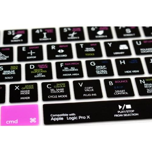 Logic Pro X Shortcut Hotkey Silicone US Keyboard Cover Protector For 13 15 inch New Macbook A1706 A1707 with Touch ID Skin