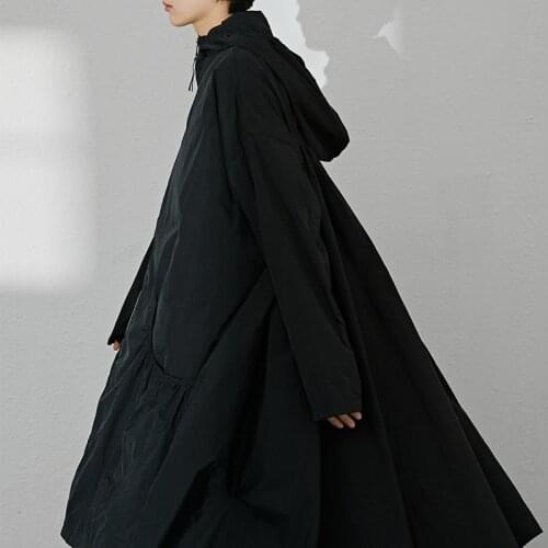 Famale new autumn plus size cricket handsome outerwear with hooded mid-length trench