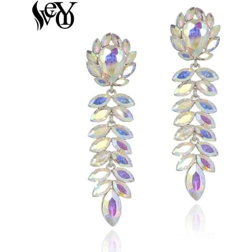 VEYO Elegant Trendy Crystal Earrings Drop Earrings Party Long Dangle Earrings For Women High Quality Fashion Jewelry