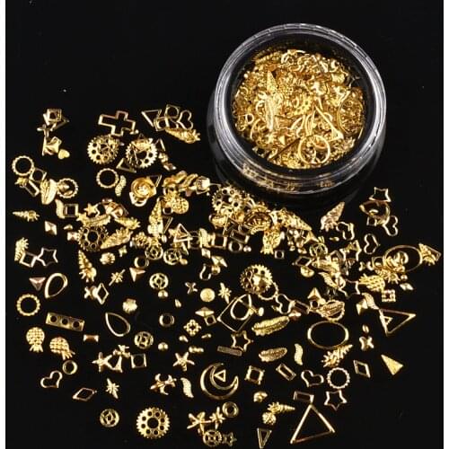 1 Box Gold Silver Nail Art Metal 3D Mix Frame Jewelry Filling UV Resin Epoxy Mold Making Filling For DIY Jewelry