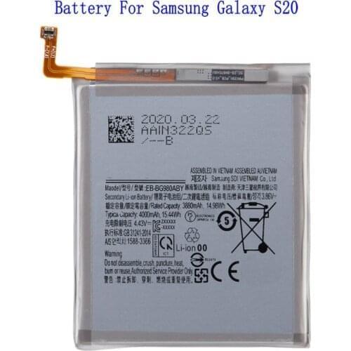 1x 4000mAh /15.44Wh EB-BG980ABY Battery For Samsung Galaxy S20 (Not For S20 Plus / S20 Ultra) Batteries