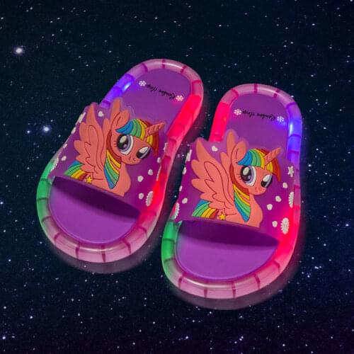 2021 New Footwear Luminous Jelly Summer Childrens LED Slipper Girls PVC Non-slip Beach Sandals Kids Rainbow shoes Boy Slippers