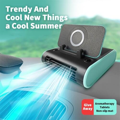 5 in 1 Multifunctional Wireless Charging Phone Holder Temporary Parking Card Summer Fan with Aromatherapy Car Stying Summer Fan