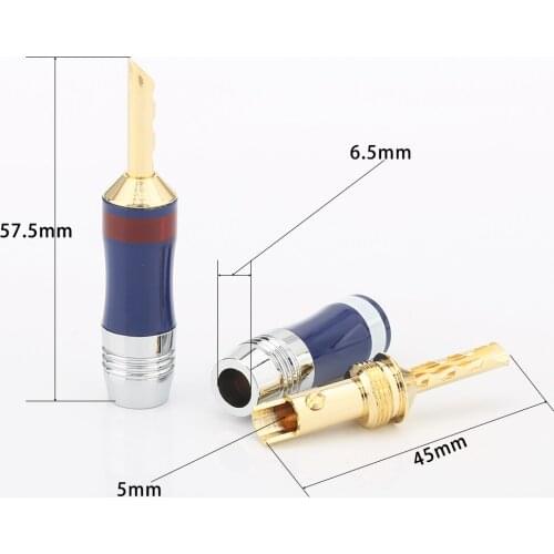 Audiocrast BL001 24K Gold plated BFA banana connector Audio speaker cable plug 24K Gold Plated Copper BFA 4mm Banana connector