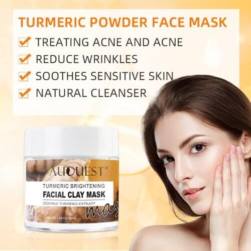 AUQUEST 50ml Face Mask Organic Natural Turmeric Mud Mask Anti Aging Moisturizing Whitening Pore Purifying Facial Mask Skin Care