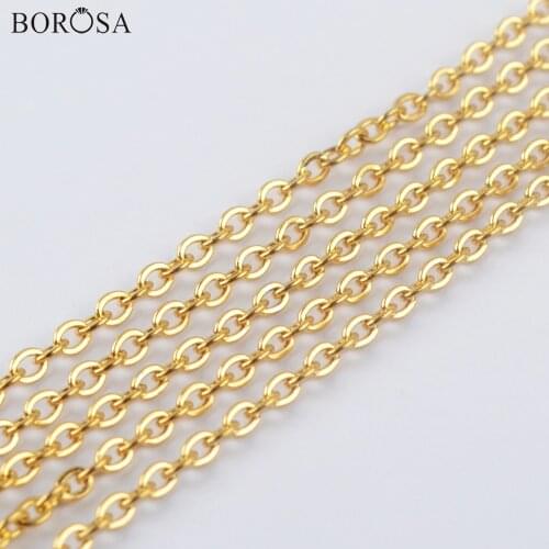 BOROSA 26inch Stainless Steel Chain 1mm Thin Connector Chains for Necklace DIY Gold Color Connector Chains Necklace Fittings