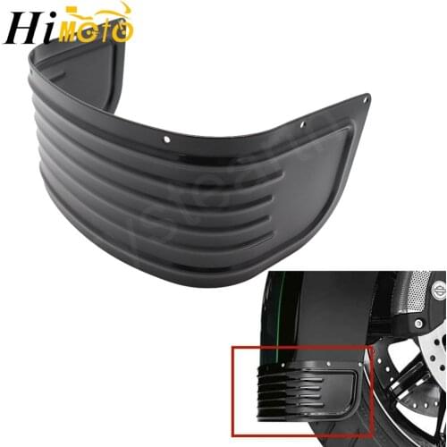 Black Chrome Ribbed Front Fender Trim Skirt For Harley Touring Electra Street Glide Road King Softail Tri Glide 2014-Later