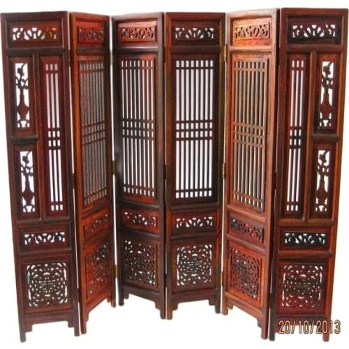 Caja de madera China tallada a mano y pantalla plegable de escultura 1 vendido