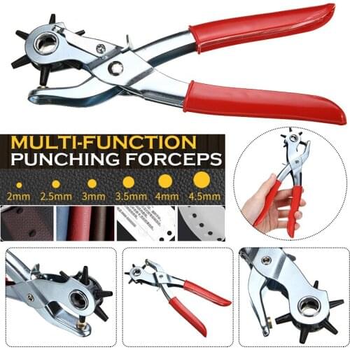 Leather Hole Punch Heavy Duty Hand Pliers Sewing Machine Watchband Strap Craft Tool Belt Holes 6 Sized Puncher Tool Accessories