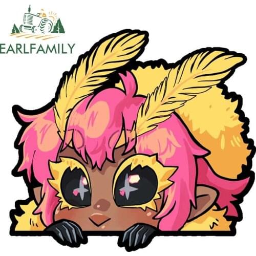 EARLFAMILY 13cm x 11.8cm for Rosy Maple Moth Peeking Car Stickers VAN Vinyl Decals Refrigerator Waterproof Car Door Protector
