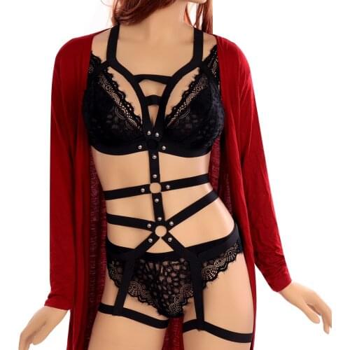 Fetish Club Wear Sexy Cage Bra Full Body Harness For Women Harness Stockings Bondage Erotic Lingerie Harness Suspenders Belt