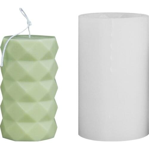Cylindrical Candle Mould, Silicone Geometric Modern DIY Homemade Craft Tool (White)