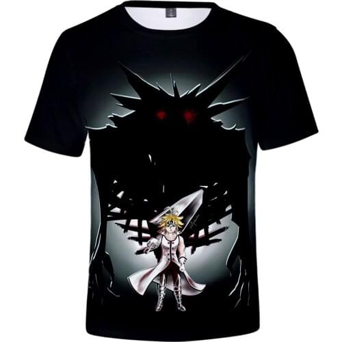 Hip Hop Black Tees 3D Print The Seven Deadly Sins short-sleeved T-shirt Men Women Fashion Harajuku Summer O-neck boys girls Tops