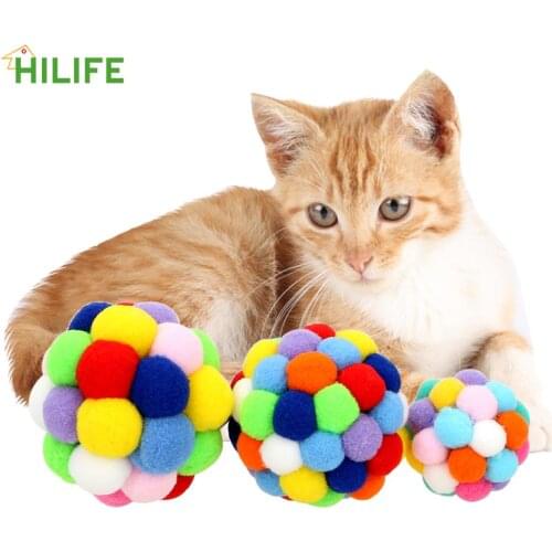 Pet Cat Toys Pet Products Cat Football Training Toys Plastic Plush Ball Sound Toys Color Random Pet Cat Toy