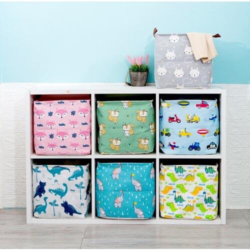 New Cube Folding Cotton Linen Fabric Storage Basket Kids Clothes Storage Box Waterproof Laundry Basket For Toys Organizers