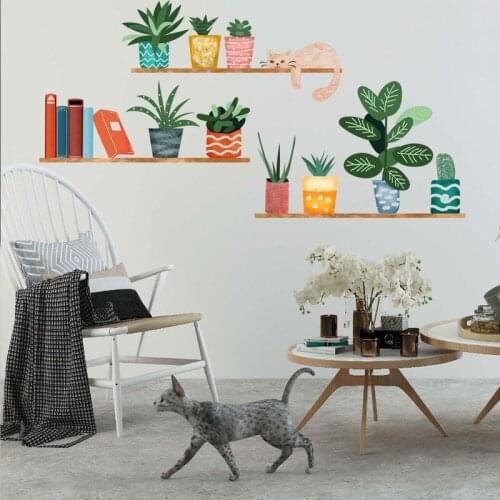 Creative Wall Plant Shelf 3D Wall Stickers Home Decor Bedroom Study Living Room Background Art Decals for Furniture