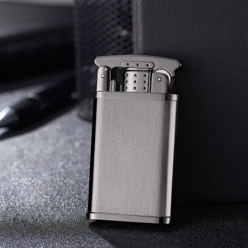 Metal Grinding Wheel Direct Injection Lighter 1300C Butane Gas Lighters Windproof Cigarette Cigar Flint Lighter Gadgets For Men