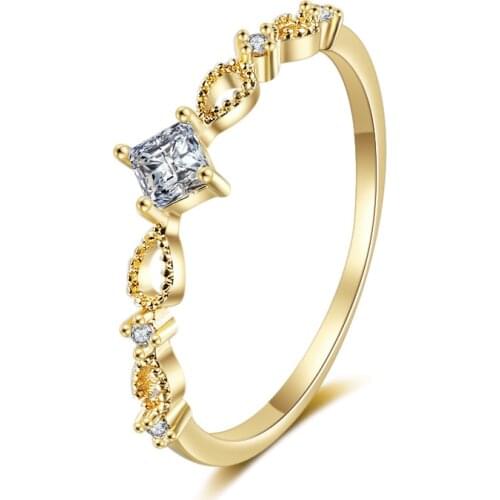 Minimalist Female Crystal White Stone Ring Real 925 Sterling Silver Gold Engagement Ring Vintage Small Wedding Rings For Women