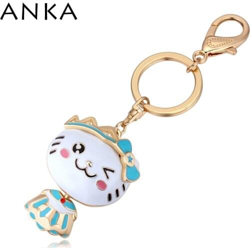 ANKA Fashion Cute Cat Crystal Key Chain With Lucite Plated Gift For Women Mothers Day gift #129261