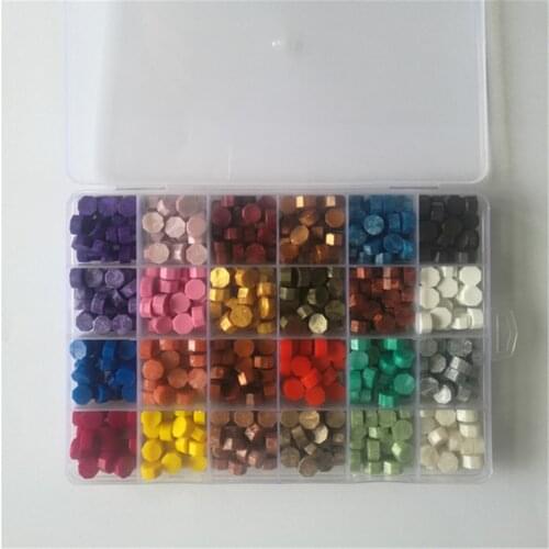 NEW Granular Grain seal wax tablet 600pcs/box 24 Colors Sealing Wax Beads Stamp Sealing Wax Tablets Pills for Retro Seal Stamp