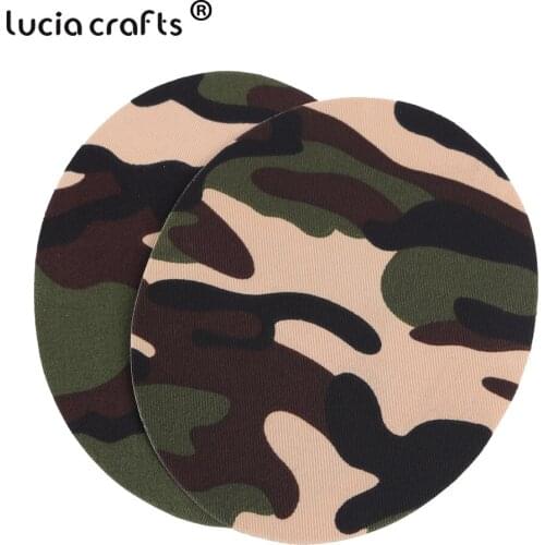 Lucia Crafts 2pcs /lot Oval Iron On Patches Camouflage Applique Patches DIY Clothes stickers Jeans Accessories L0809