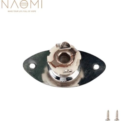 NAOMI Oval Indented Guitar Jack Plates Socket W/2PCS Mounting Screws For Bass Guitar Parts & Accessories New