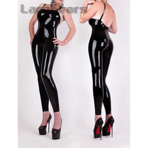 Sexy Women Latex Harness Catsuit No Zipper Rubber Jumpsuit Plus Size custom made