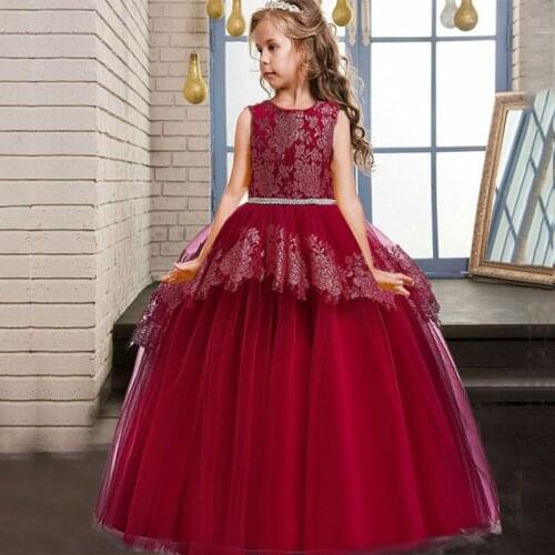 Summer First Bridesmaid Dress Party Kids Clothes For Girls Costume Vestidos Princess Dress Girl Wedding Gown 10 12 14 Years