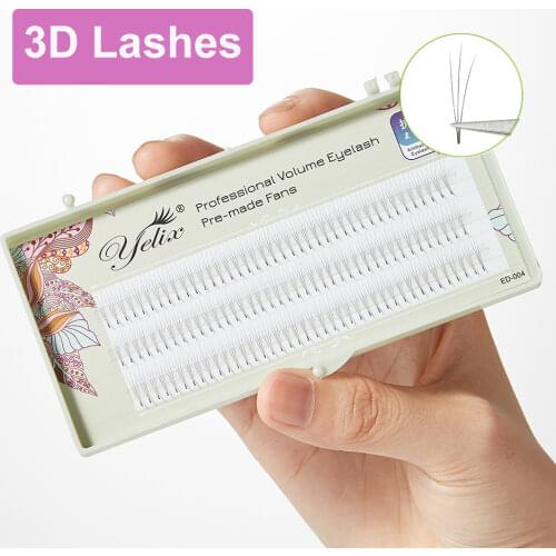 Yelix 3D Premade Volume Fans D Curl Russian Volume Eyelash Extensions Mink Volume Lashes Short Stem Individual Eyelashes Cluster